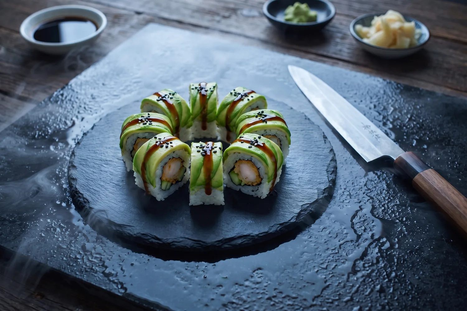 Le dragon roll crevette tempura Kori